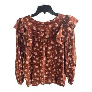 MADEWELL Ladder Trim Ruffle Top in Homestead Bouquet Size‎ S Small Womens